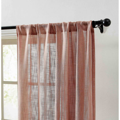 HLC.me Linda Faux Linen Textured Semi Sheer Privacy Sun Light Filtering Window Rod Pocket Curtains Panels, 2 Panel