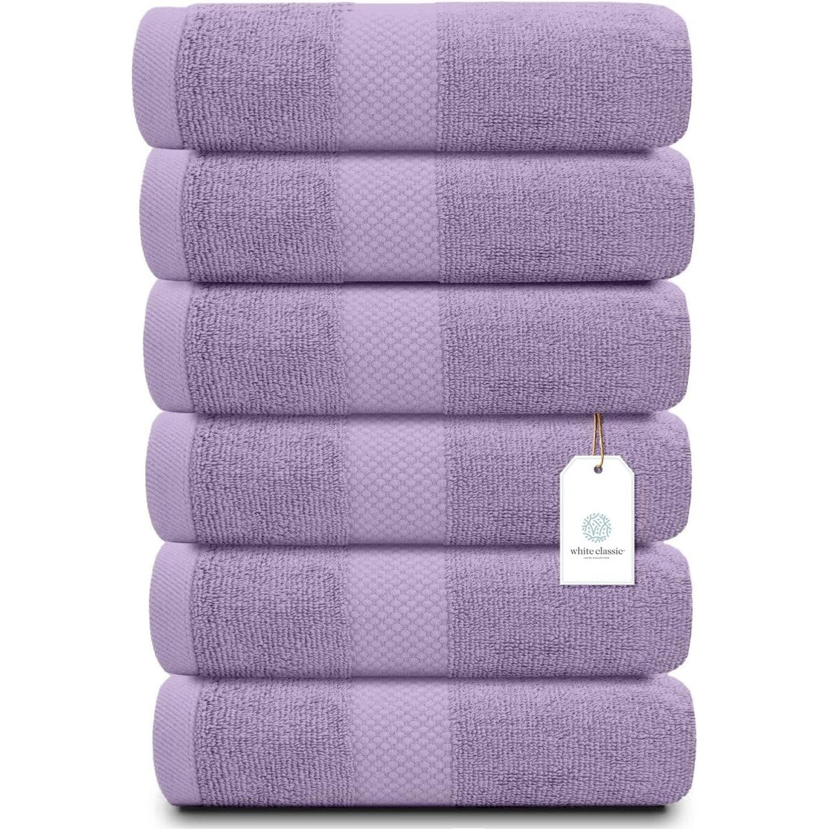White Classic Luxury Cotton Hand Towel 16x30 - Set of 6