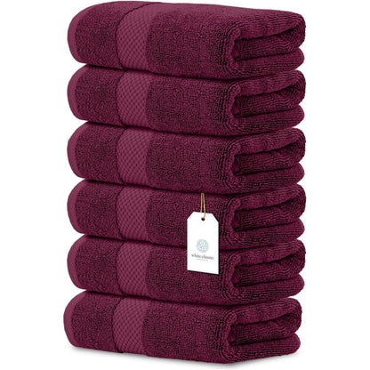 White Classic Luxury Cotton Hand Towel 16x30 - Set of 6