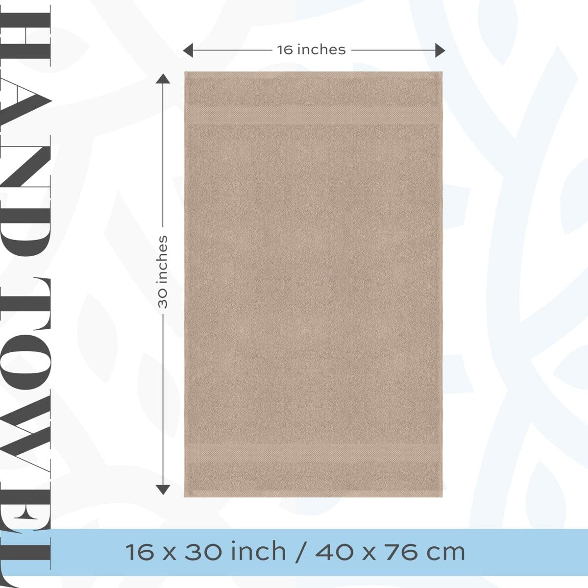 White Classic Luxury Cotton Hand Towel 16x30 - Set of 6