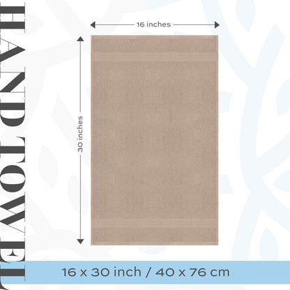 White Classic Luxury Cotton Hand Towel 16x30 - Set of 6