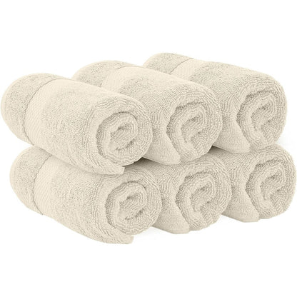 White Classic Luxury Cotton Hand Towel 16x30 - Set of 6