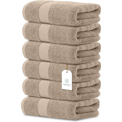 White Classic Luxury Cotton Hand Towel 16x30 - Set of 6