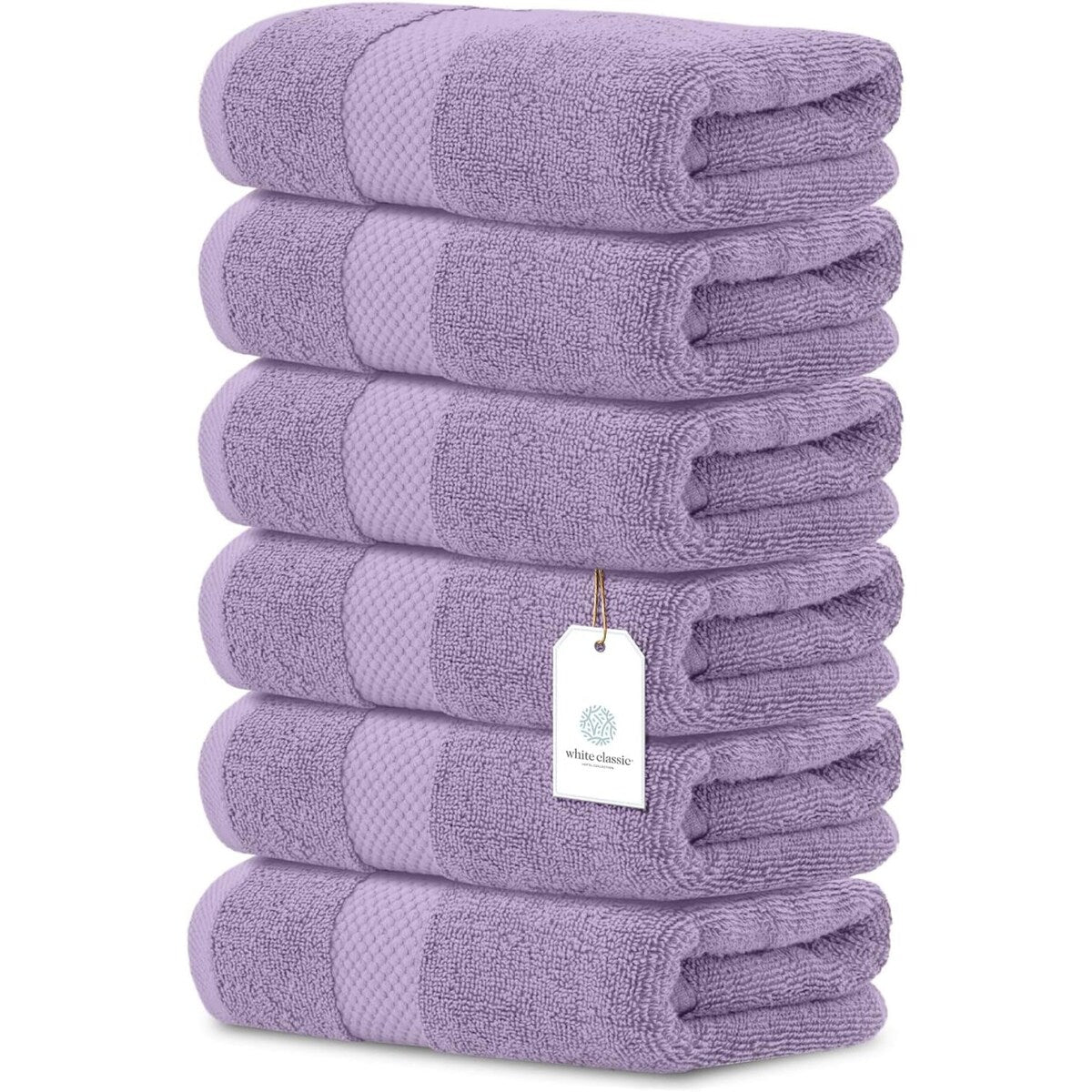 White Classic Luxury Cotton Hand Towel 16x30 - Set of 6