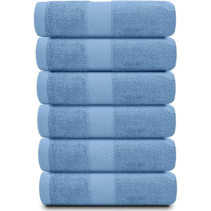 White Classic Luxury Cotton Hand Towel 16x30 - Set of 6