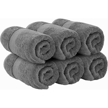White Classic Luxury Cotton Hand Towel 16x30 - Set of 6