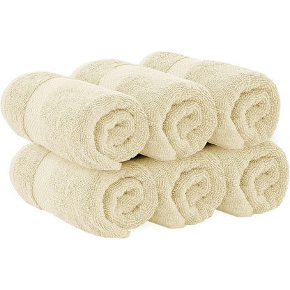 White Classic Luxury Cotton Hand Towel 16x30 - Set of 6