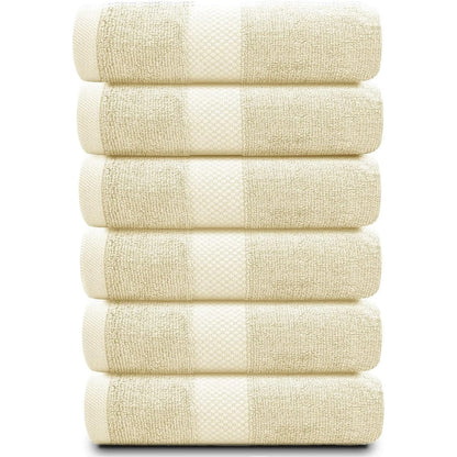 White Classic Luxury Cotton Hand Towel 16x30 - Set of 6