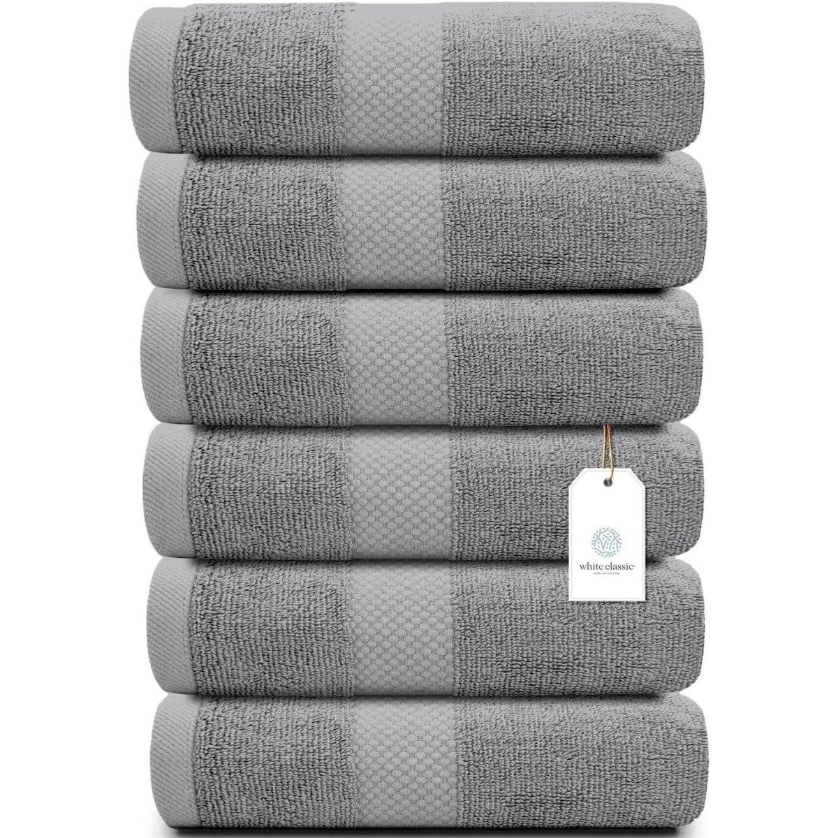 White Classic Luxury Cotton Hand Towel 16x30 - Set of 6