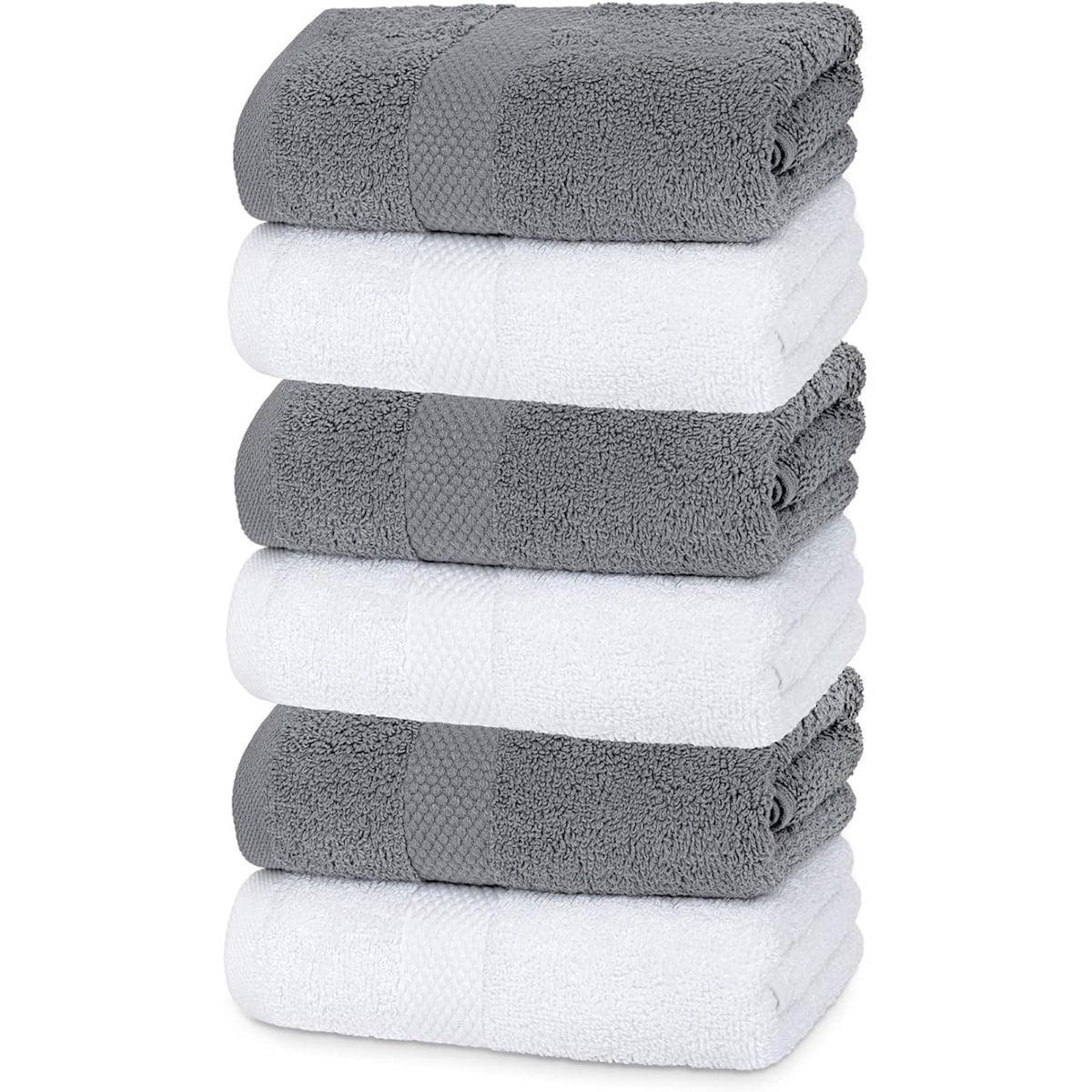 White Classic Luxury Cotton Hand Towel 16x30 - Set of 6
