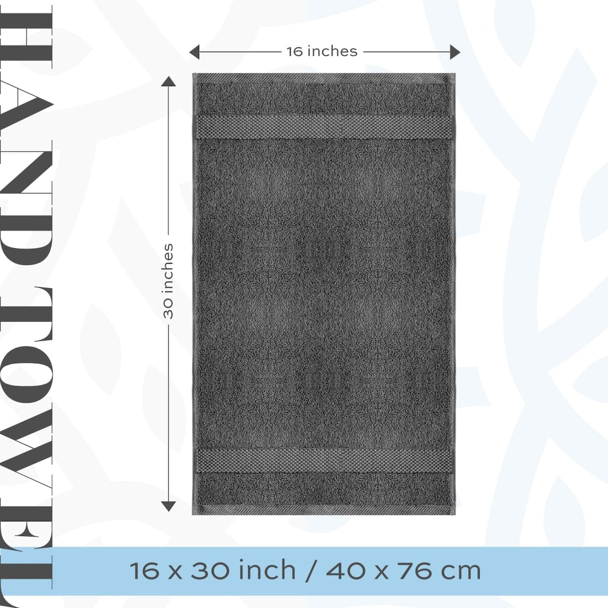 White Classic Luxury Cotton Hand Towel 16x30 - Set of 6