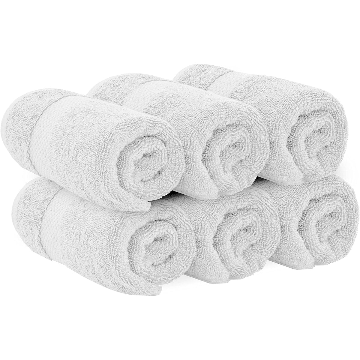 White Classic Luxury Cotton Hand Towel 16x30 - Set of 6
