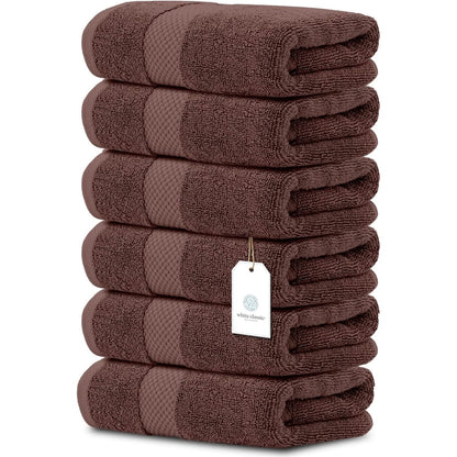 White Classic Luxury Cotton Hand Towel 16x30 - Set of 6