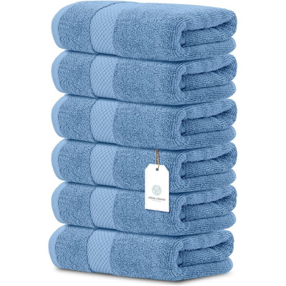 White Classic Luxury Cotton Hand Towel 16x30 - Set of 6