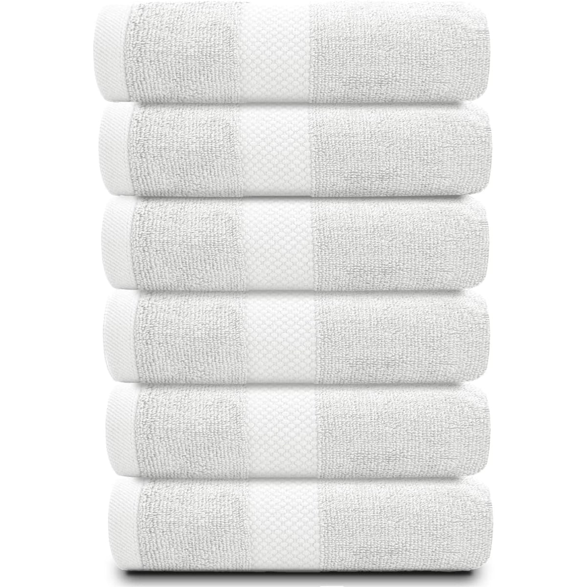 White Classic Luxury Cotton Hand Towel 16x30 - Set of 6