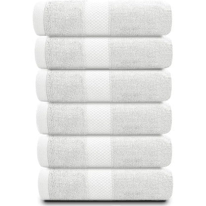 White Classic Luxury Cotton Hand Towel 16x30 - Set of 6
