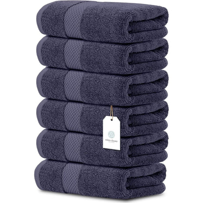 White Classic Luxury Cotton Hand Towel 16x30 - Set of 6
