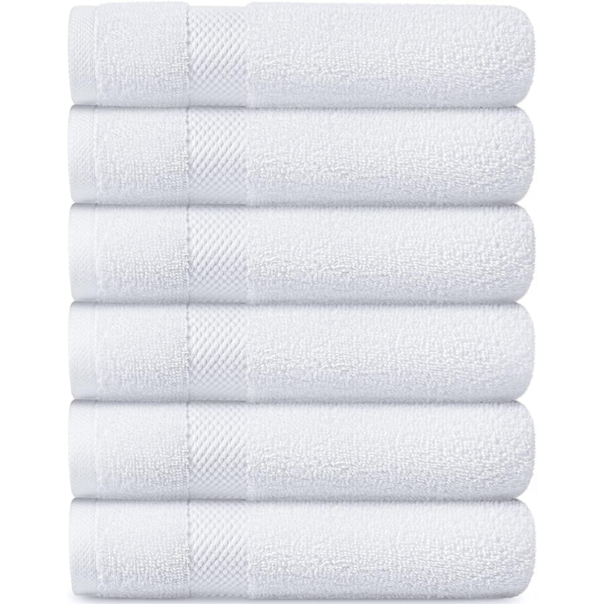 White Classic Luxury Cotton Hand Towel 16x30 - Set of 6