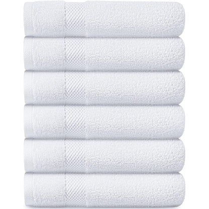 White Classic Luxury Cotton Hand Towel 16x30 - Set of 6