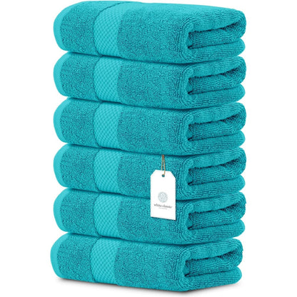 White Classic Luxury Cotton Hand Towel 16x30 - Set of 6
