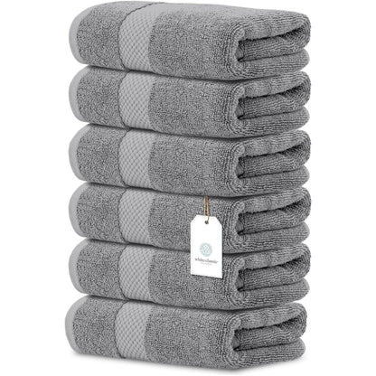 White Classic Luxury Cotton Hand Towel 16x30 - Set of 6