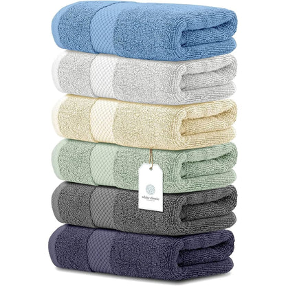 White Classic Luxury Cotton Hand Towel 16x30 - Set of 6