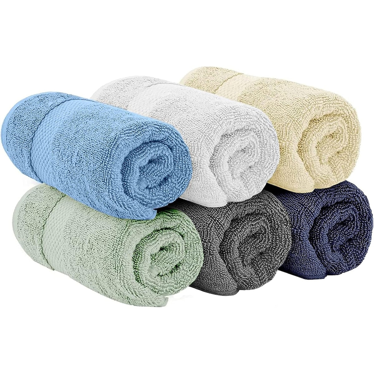 White Classic Luxury Cotton Hand Towel 16x30 - Set of 6