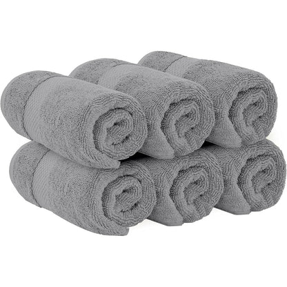 White Classic Luxury Cotton Hand Towel 16x30 - Set of 6