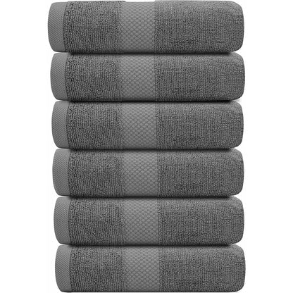 White Classic Luxury Cotton Hand Towel 16x30 - Set of 6