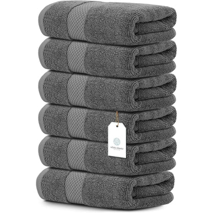 White Classic Luxury Cotton Hand Towel 16x30 - Set of 6