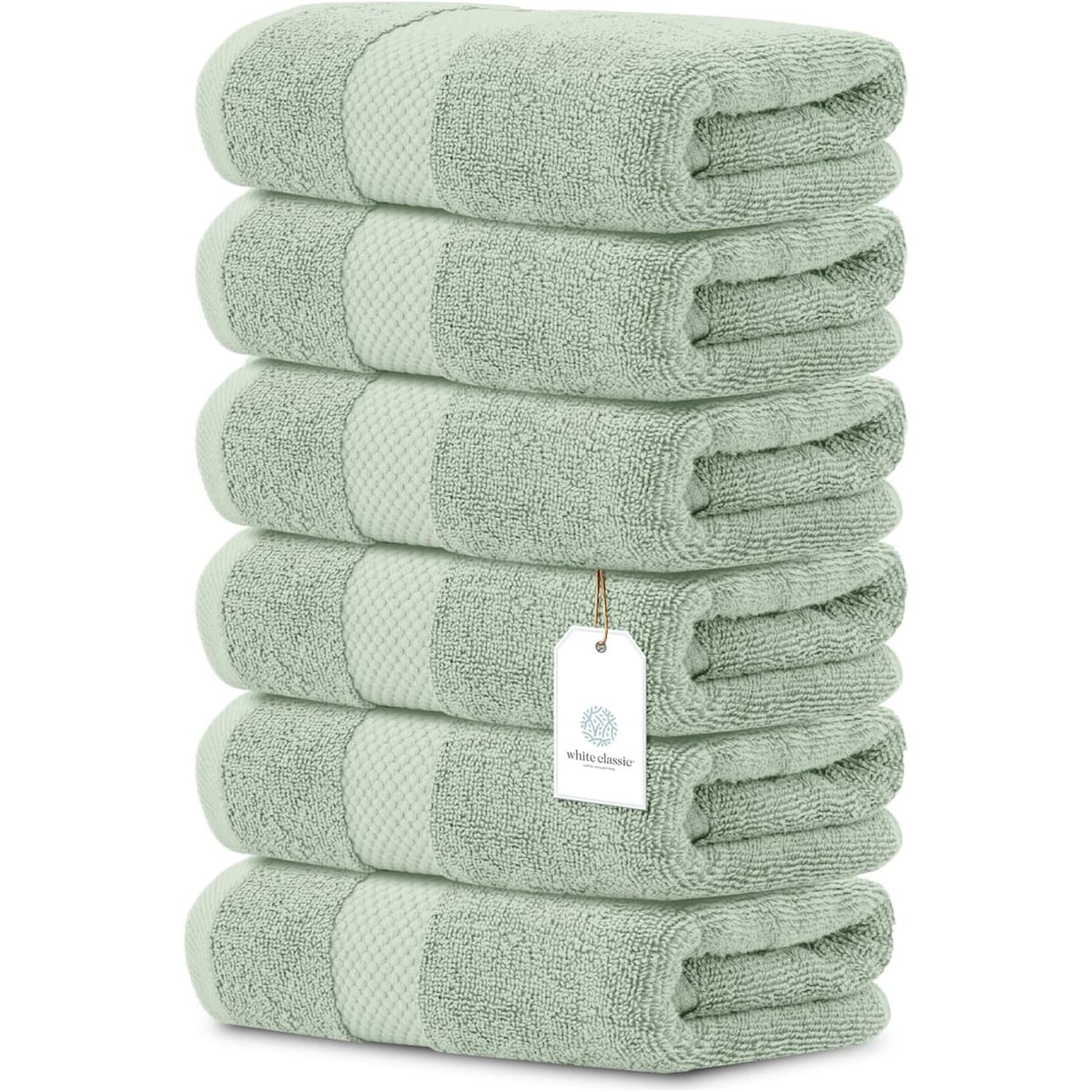 White Classic Luxury Cotton Hand Towel 16x30 - Set of 6