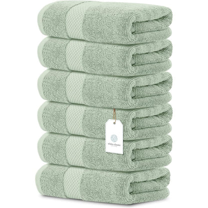 White Classic Luxury Cotton Hand Towel 16x30 - Set of 6