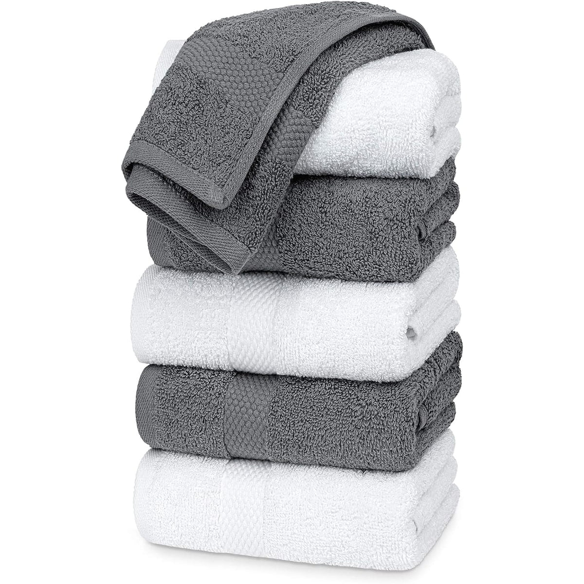 White Classic Luxury Cotton Hand Towel 16x30 - Set of 6