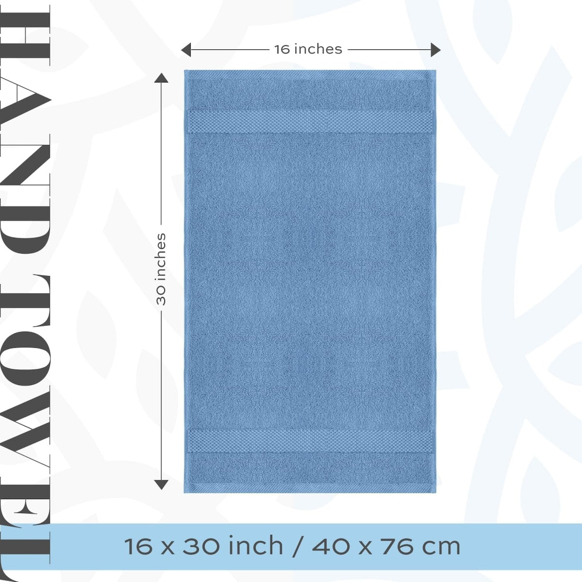 White Classic Luxury Cotton Hand Towel 16x30 - Set of 6