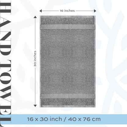 White Classic Luxury Cotton Hand Towel 16x30 - Set of 6