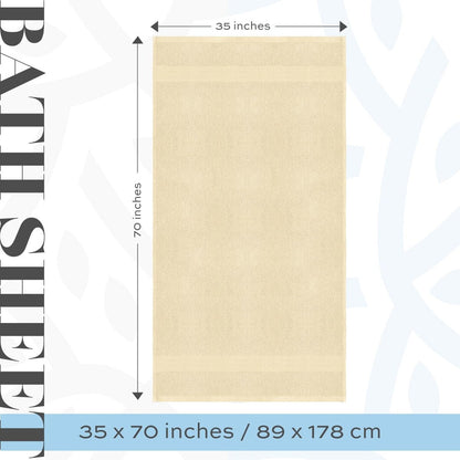 White Classic Luxury Cotton Oversized Bath Sheet 35x70 - Set of 2