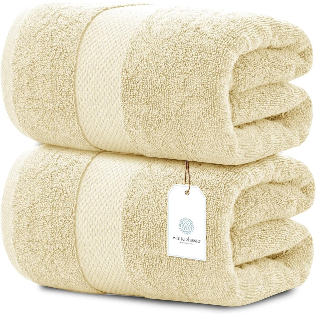 White Classic Luxury Cotton Oversized Bath Sheet 35x70 - Set of 2