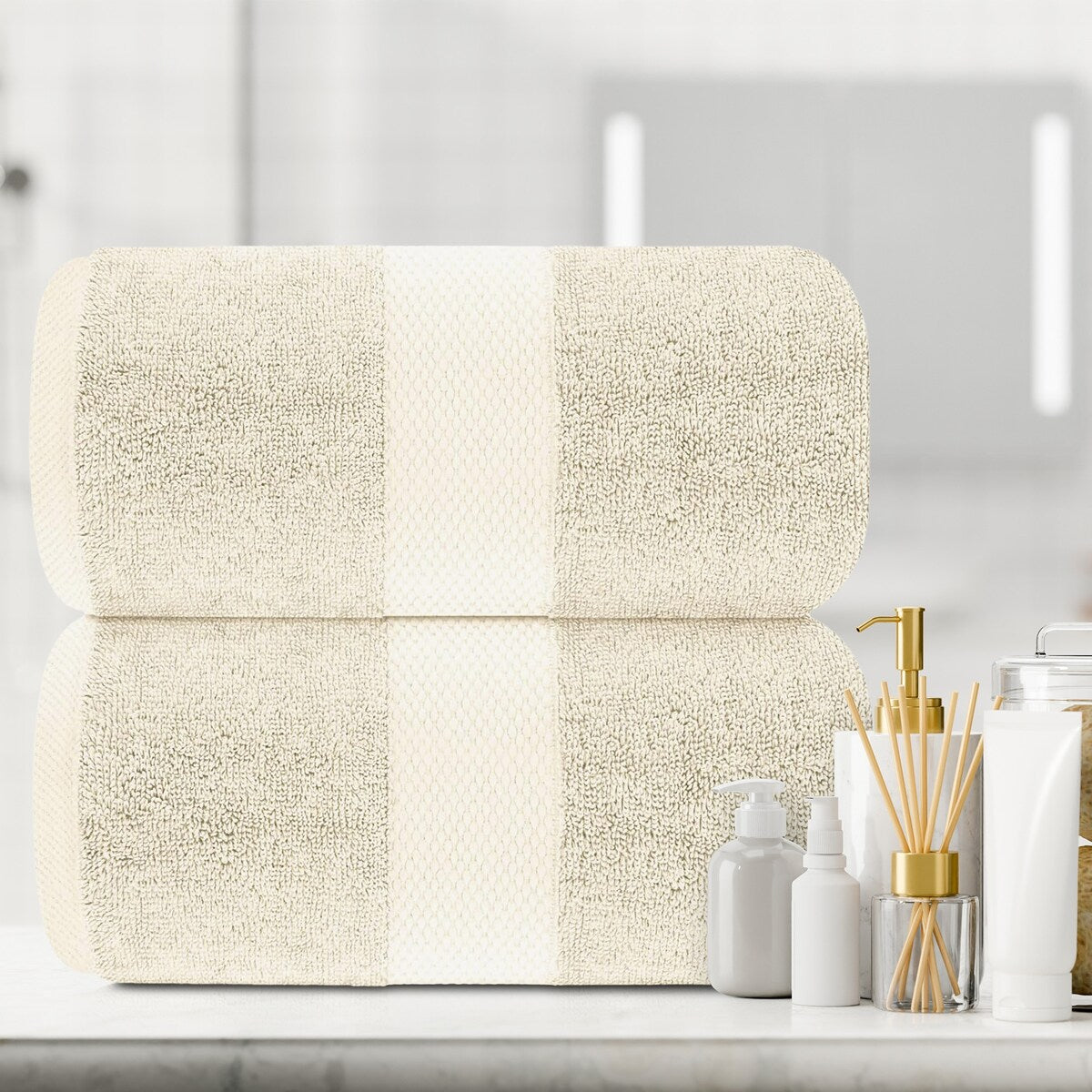 White Classic Luxury Cotton Oversized Bath Sheet 35x70 - Set of 2