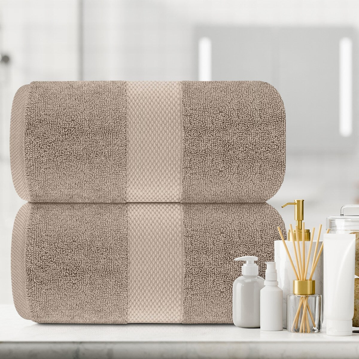 White Classic Luxury Cotton Oversized Bath Sheet 35x70 - Set of 2