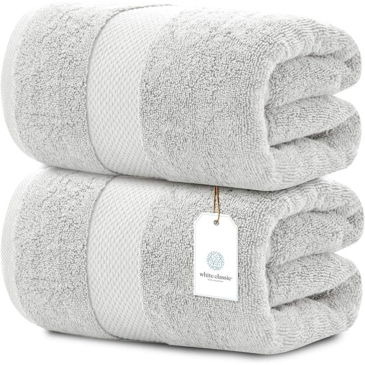 White Classic Luxury Cotton Oversized Bath Sheet 35x70 - Set of 2