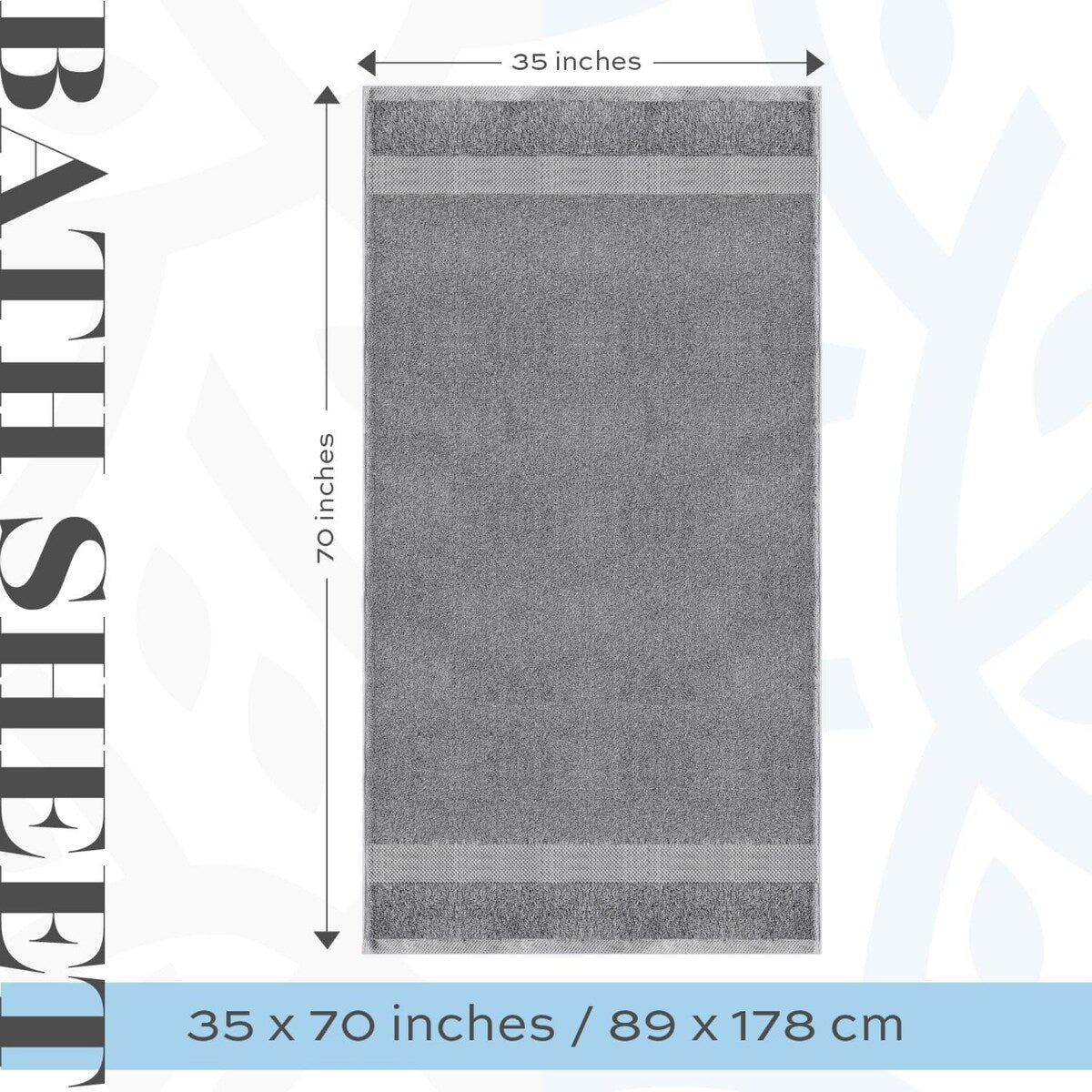 White Classic Luxury Cotton Oversized Bath Sheet 35x70 - Set of 2