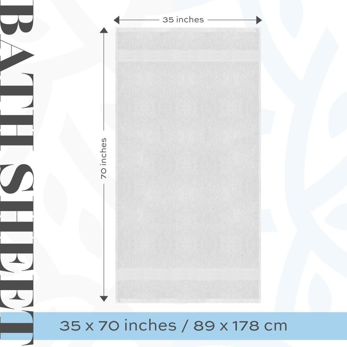 White Classic Luxury Cotton Oversized Bath Sheet 35x70 - Set of 2