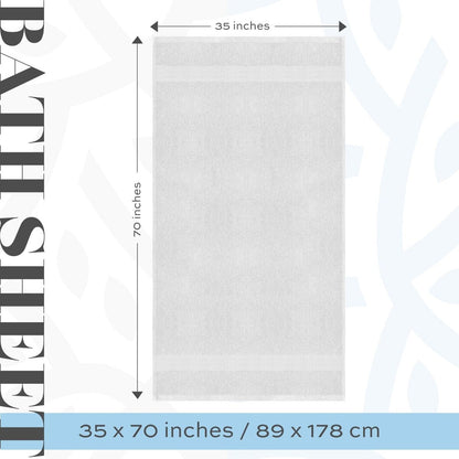 White Classic Luxury Cotton Oversized Bath Sheet 35x70 - Set of 2