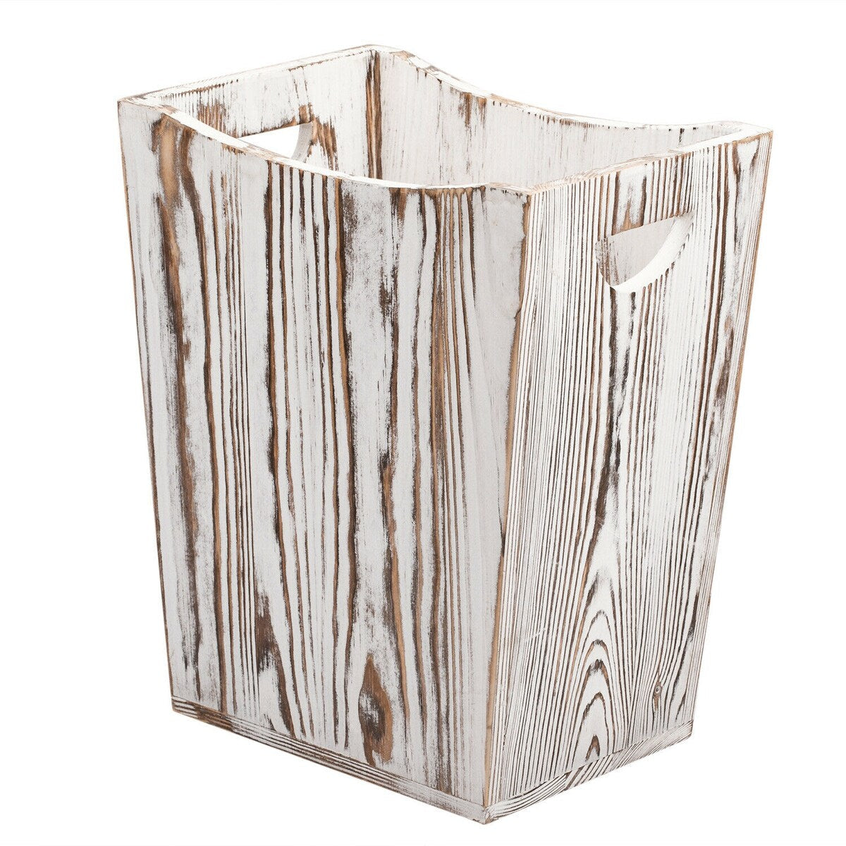 Wood Trash Can, Rustic Farmhouse Style Wastebasket Bin