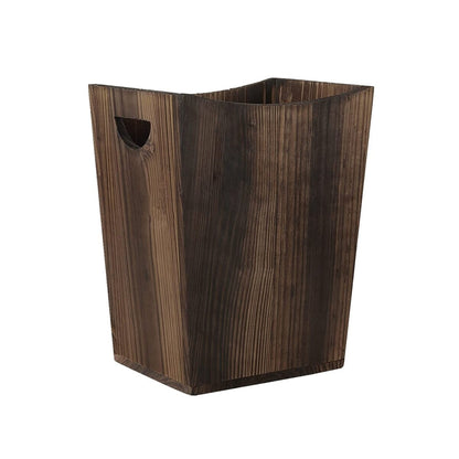 Wood Trash Can, Rustic Farmhouse Style Wastebasket Bin