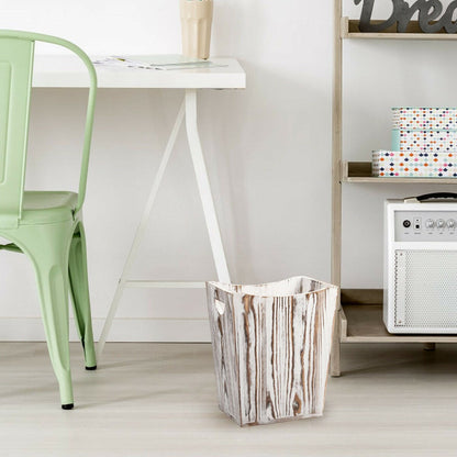 Wood Trash Can, Rustic Farmhouse Style Wastebasket Bin