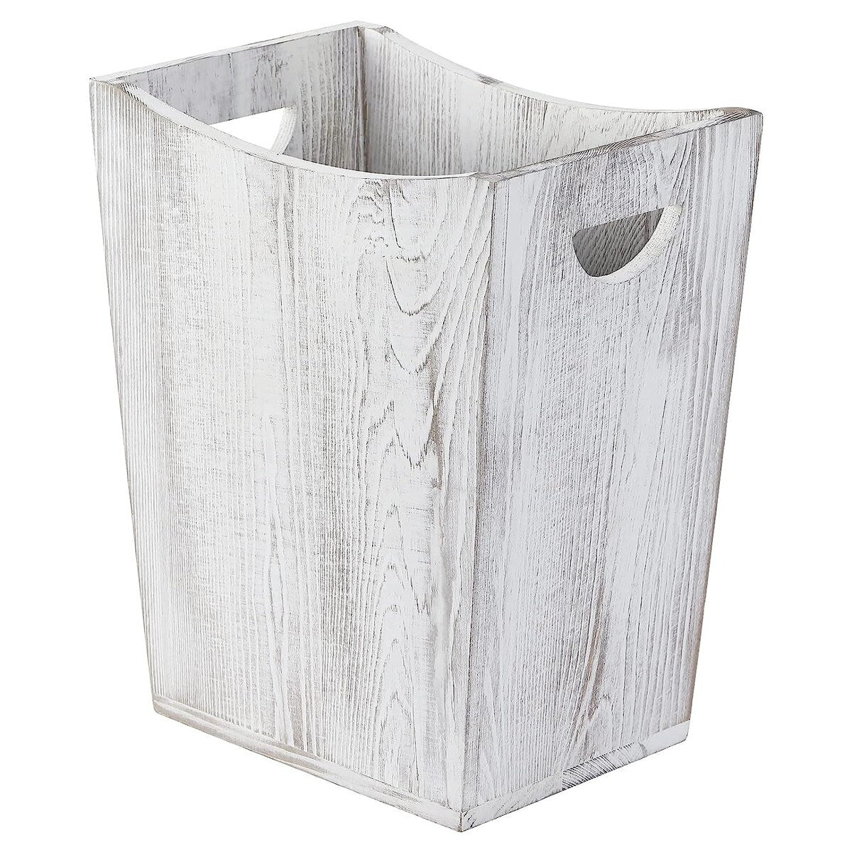 Wood Trash Can, Rustic Farmhouse Style Wastebasket Bin