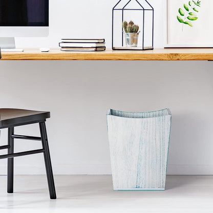 Wood Trash Can, Rustic Farmhouse Style Wastebasket Bin