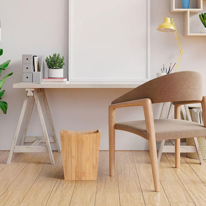 Wood Trash Can, Rustic Farmhouse Style Wastebasket Bin