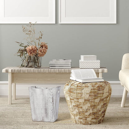 Wood Trash Can, Rustic Farmhouse Style Wastebasket Bin